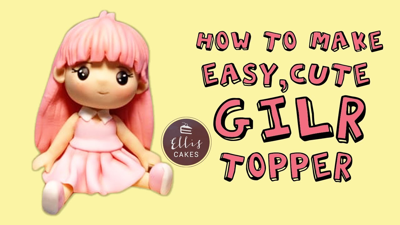 How to make Cute Little Girl Fondant Topper / Easy Girl Fondant Topper / How to Tutorial Ellis Cakes