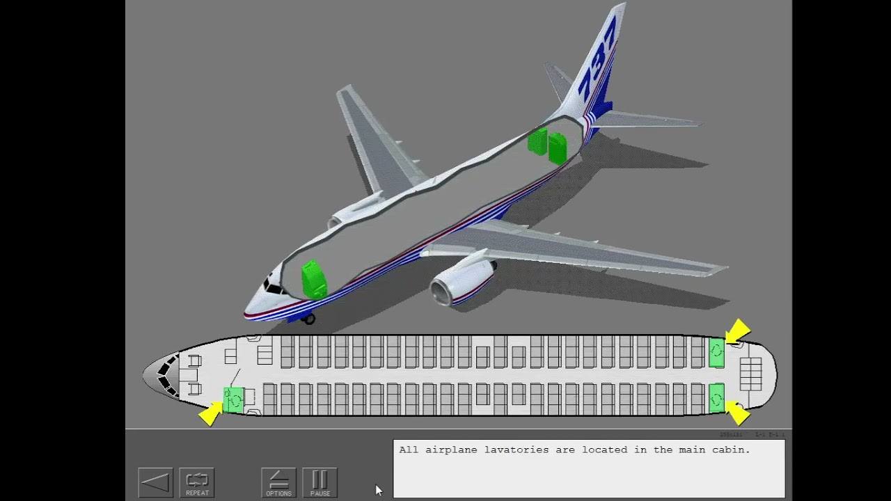 38. Boeing 737NG — система связи и туалет в салоне