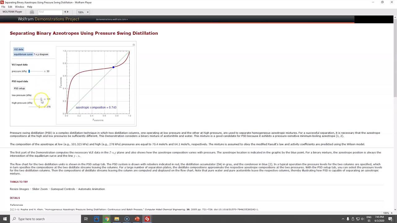 Animation - Separating Binary Azeotropes using Pressure Swing Distillation (Lec070)