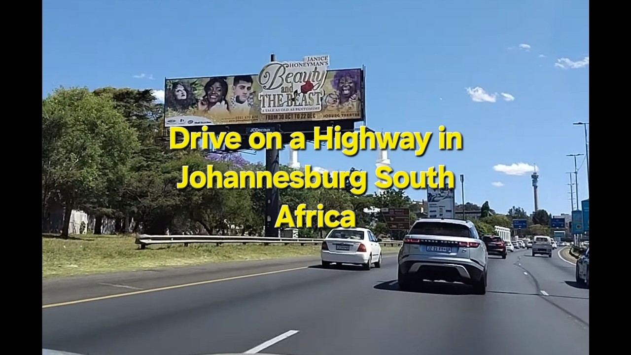 Drive on a Busy Traffic Filled Highway in Johannesburg South Africa Listening to 