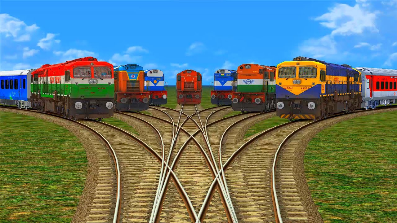 7 Different Diesel Train Crazy Crossing at Line Same Track | Risky Sharp Bend Crisscrossed Track
