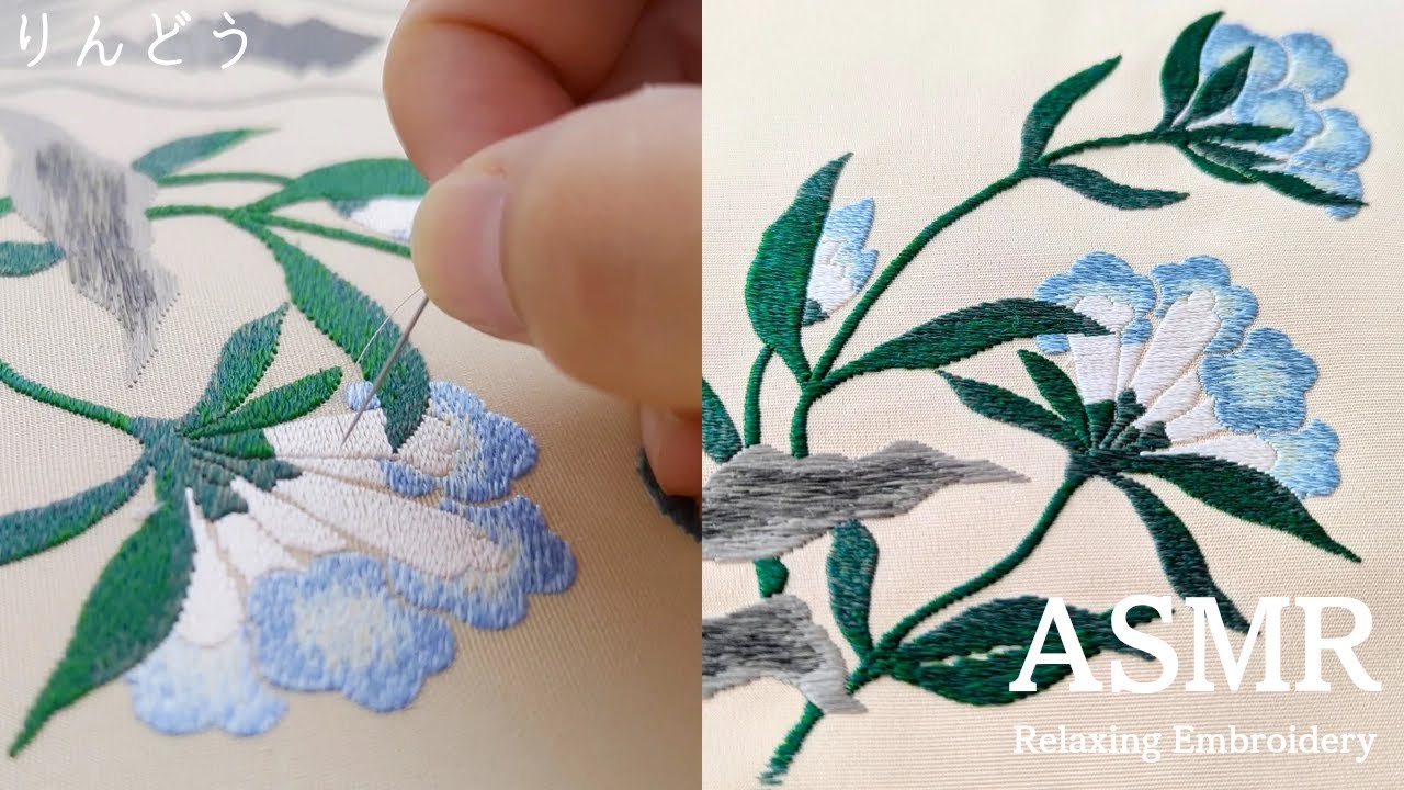 りんどうを刺繍する静かな時間｜ 心を整える秋の針仕事 【日本刺繍ASMR】