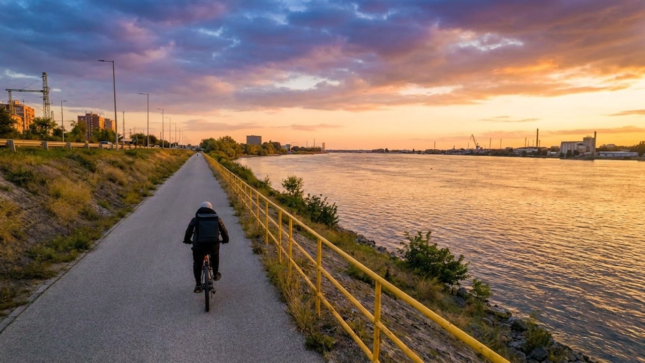 Budapest – Cycling Along the Danube (Drone View)