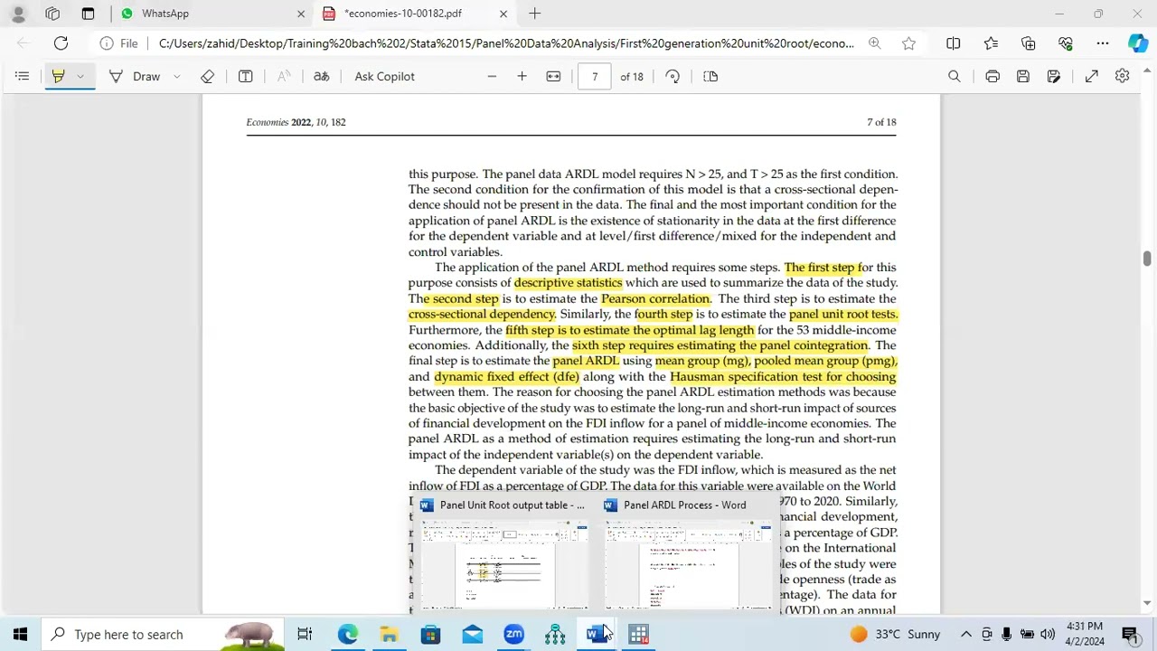 Stata Training Day-18: Panel ARDL step by step Process