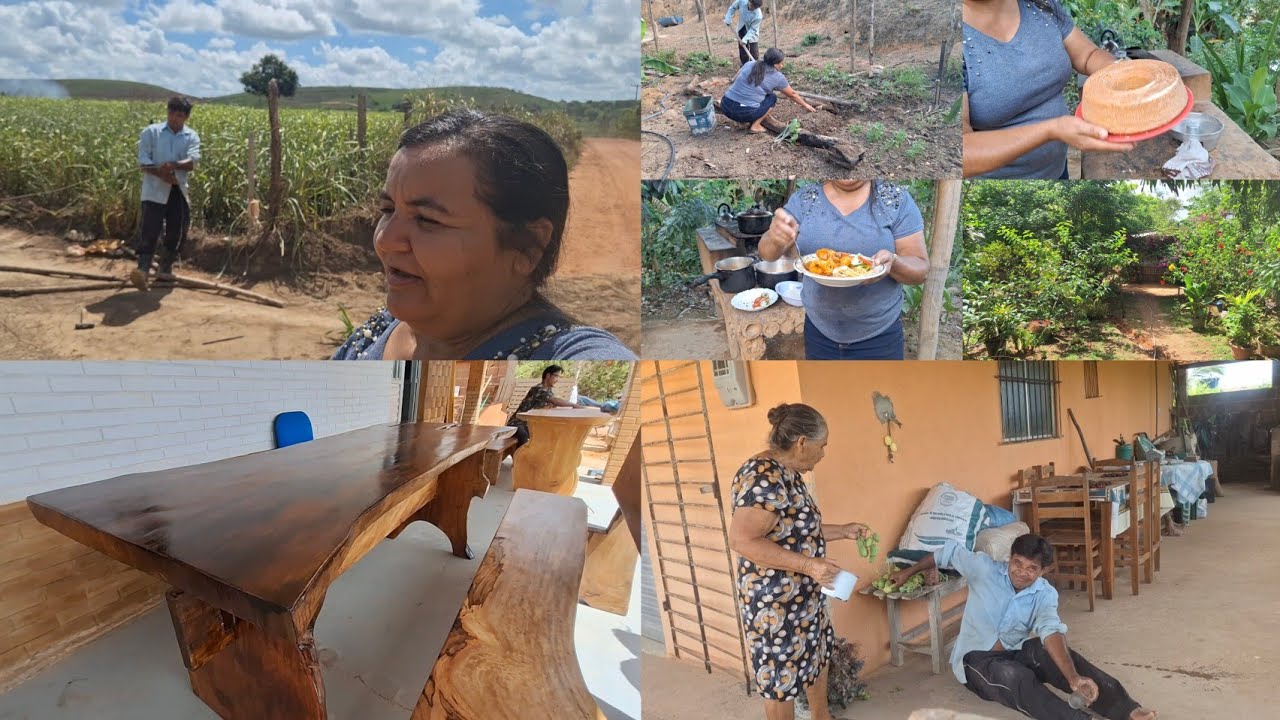 Trabalho artesanal lindo fazendo uma banhana no terreno + dia de trabalho no sítio recanto 