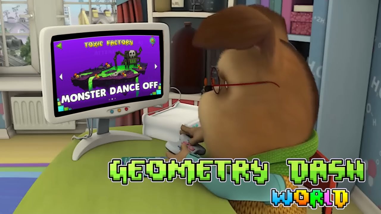 Генка  играет в Geometry Dash World    f-777 monster dance off  Барбоскины в Геометри Даш