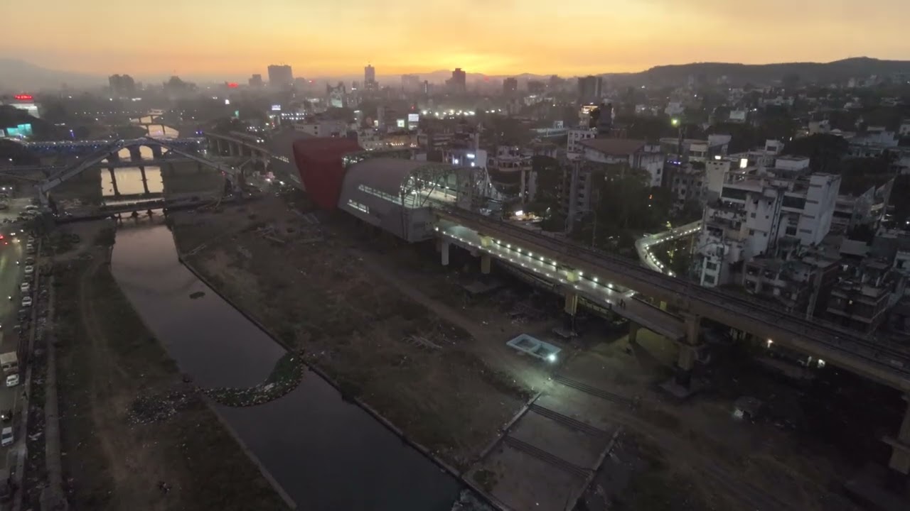 Deccan Metro Station Pune | Sunset to Night Drone Views
