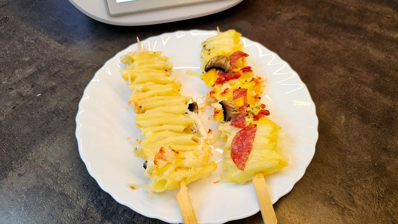 Połączenie dwóch ulubionych potraw w jednym Makaronowe szaszłyki pizzowe z Thermomix #paulitawita