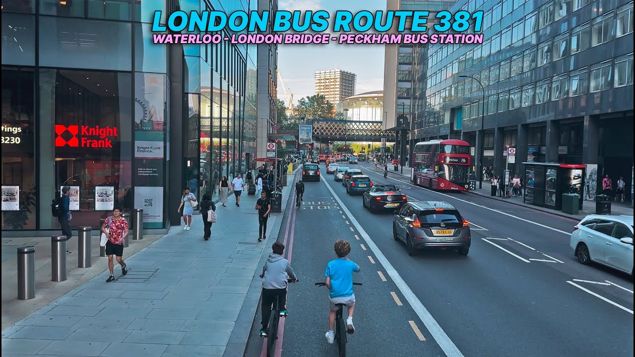 London Bus Ride aboard Bus Route 381: Upper-Deck views of Southeast London from Waterloo to Peckham
