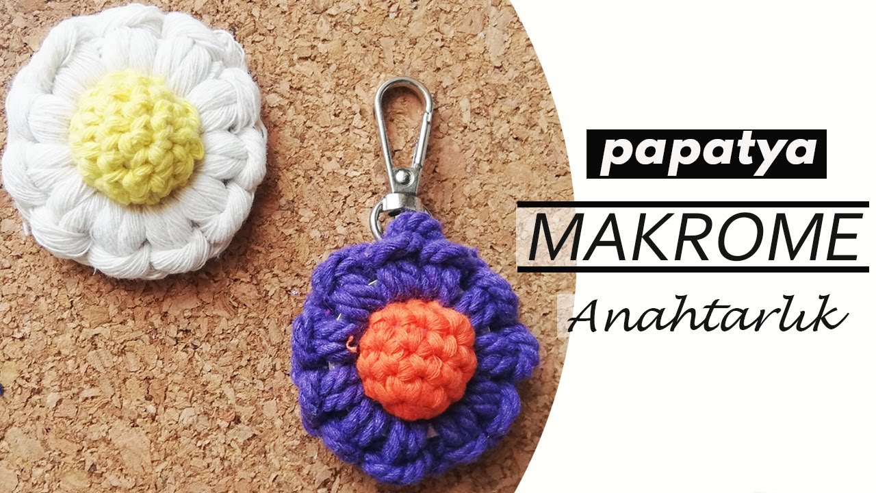 Makrome Papatya Anahtarlık Yapımı | DIY Daisy Keychain