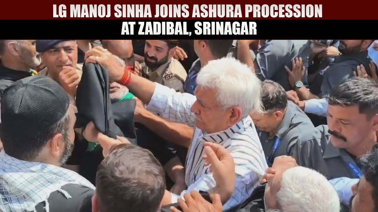 LG Manoj Sinha joins Ashura procession at Zadibal, Srinagar