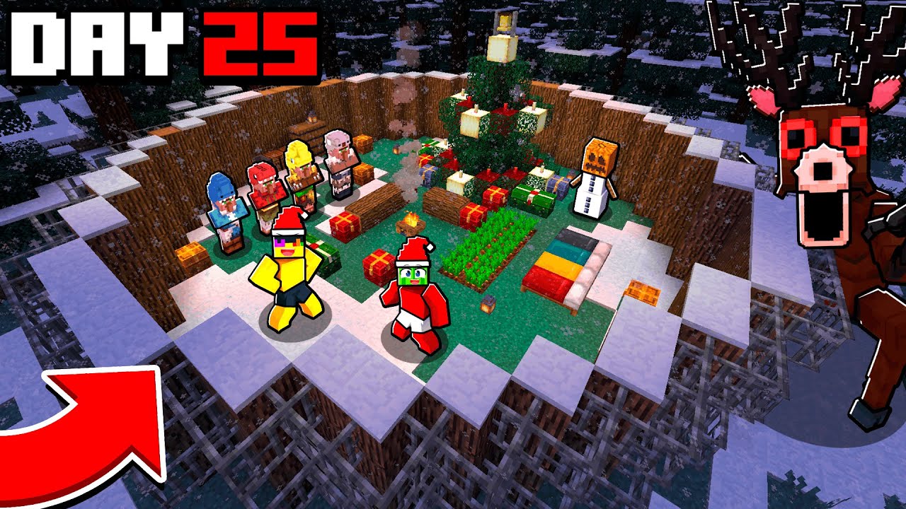 99 Nights in the CHRISTMAS Forest In Minecraft🔦
