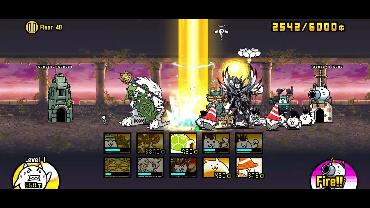 Infernal tower floor 40 under carried, no battle items. Battle cats v15.1