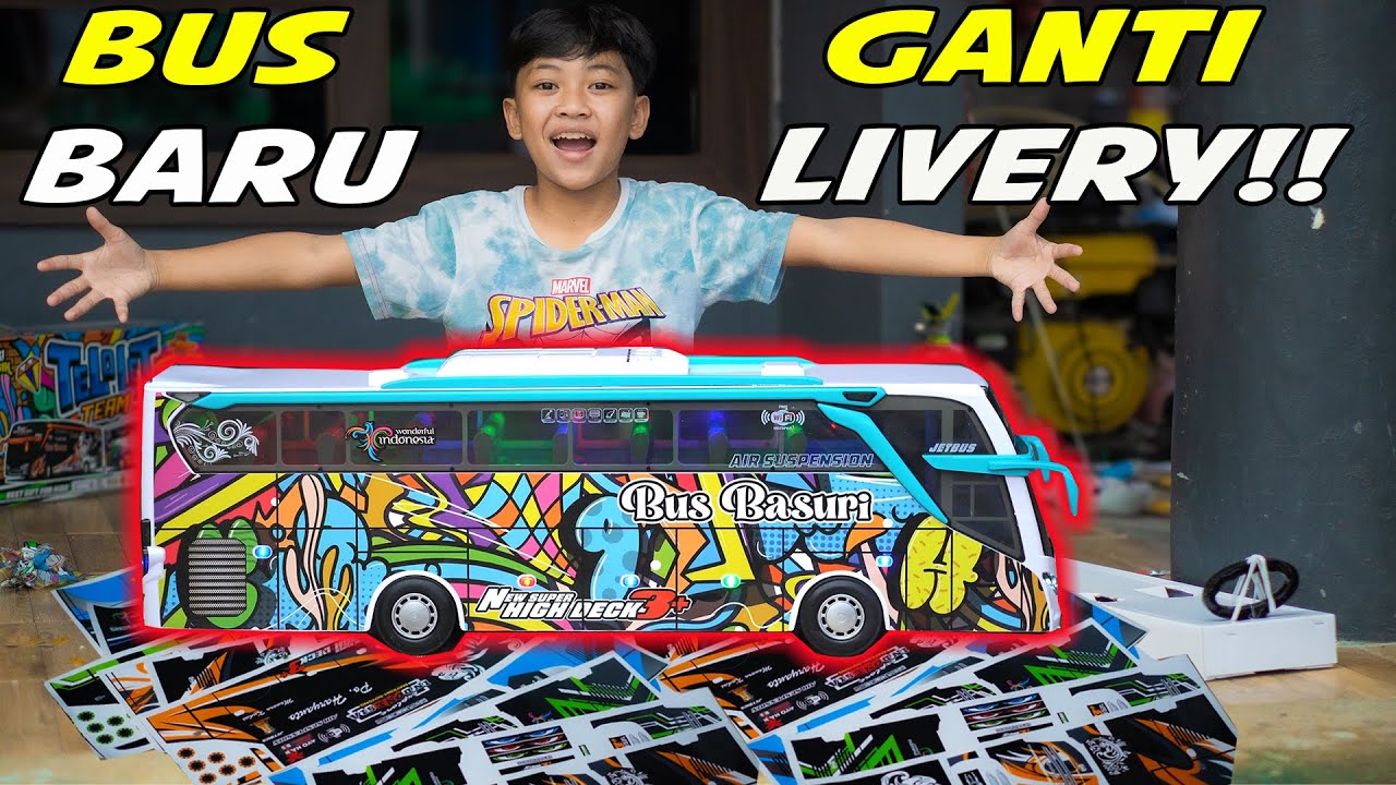 DIMAS MODIFIKASI BUS MINIATUR!! GANTI LIVERY DAN PASANG CORONG BASURI MINIATUR..