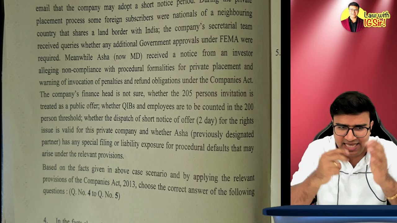 CA INTER LAW JAN 2026 PAPER SOLUTION DISCUSSION | INDRESH GANDHI | IGSIR ICAI CA