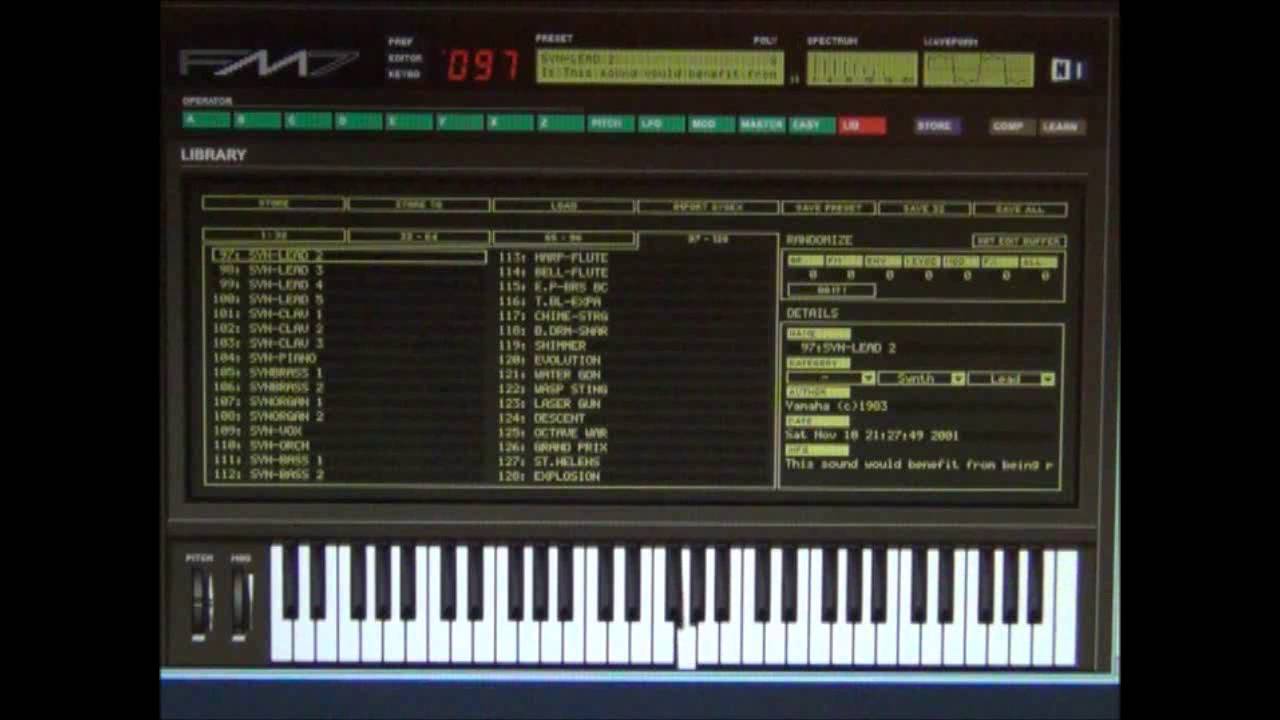Yamaha DX7 Emulator Software - FM7 - Patch - 096   Syn Lead 2