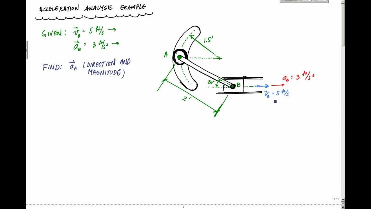Acceleration Analysis Example Part 1 of 3 - Engineering Dynamics - Rigid Body Kinematics
