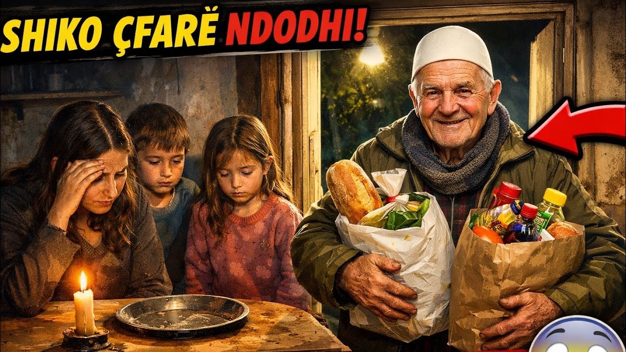 Familja e varfer nuk kishte ushqim ne tryeze derisa gjyshi shqiptar troket ne dere me ushqim ne duar