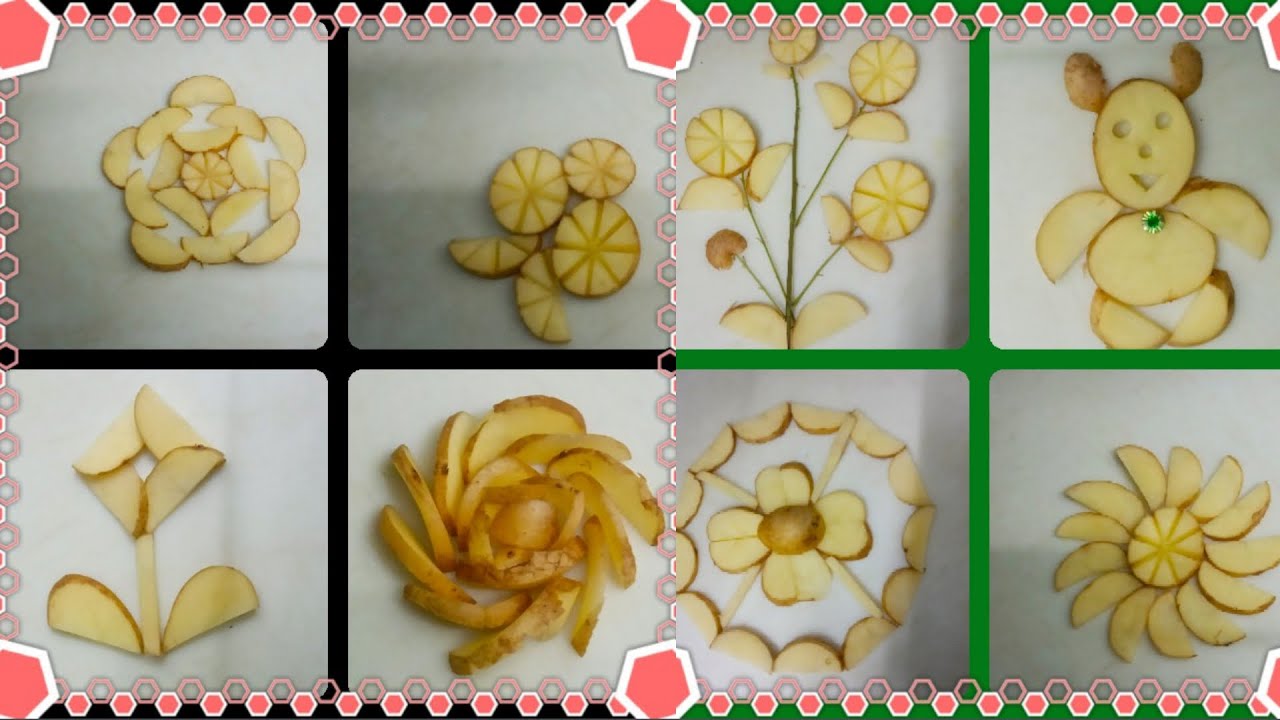 8 Potato Carving Ideas | Potato Plate Decoration | Food Carving and Garnish | How To Carve A  Potato