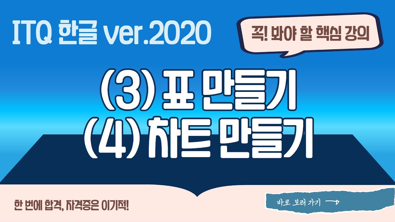 [ITQ 한글 ver.2020] (3)표 만들기, (4)차트 만들기