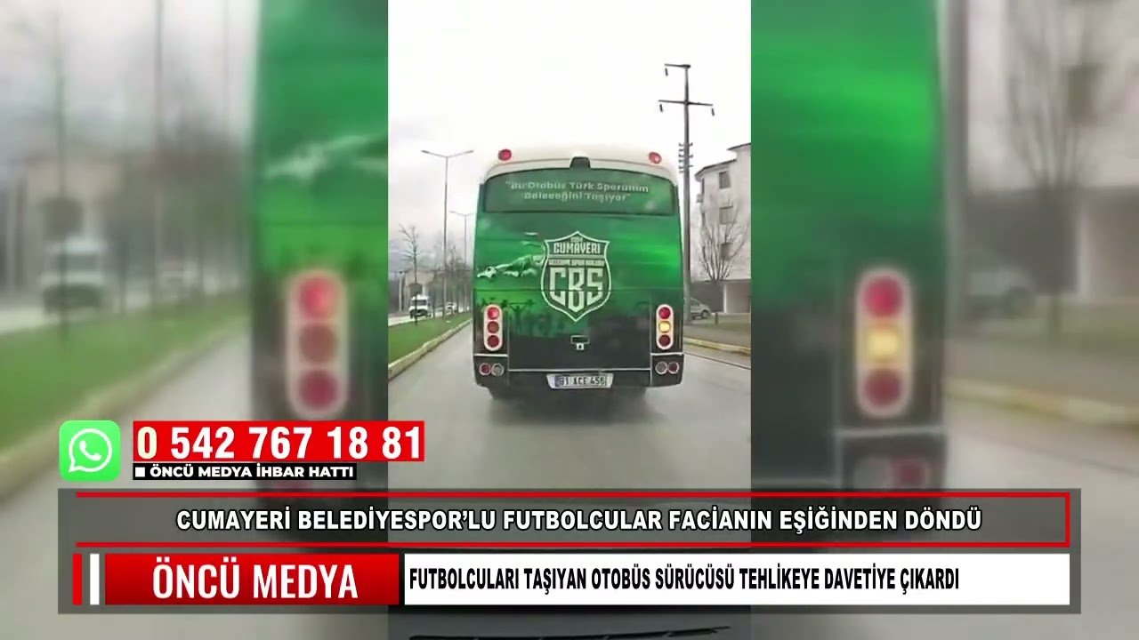 CUMAYERİ BELEDİYESPOR’LU FUTBOLCULAR FACİANIN EŞİĞİNDEN DÖNDÜ