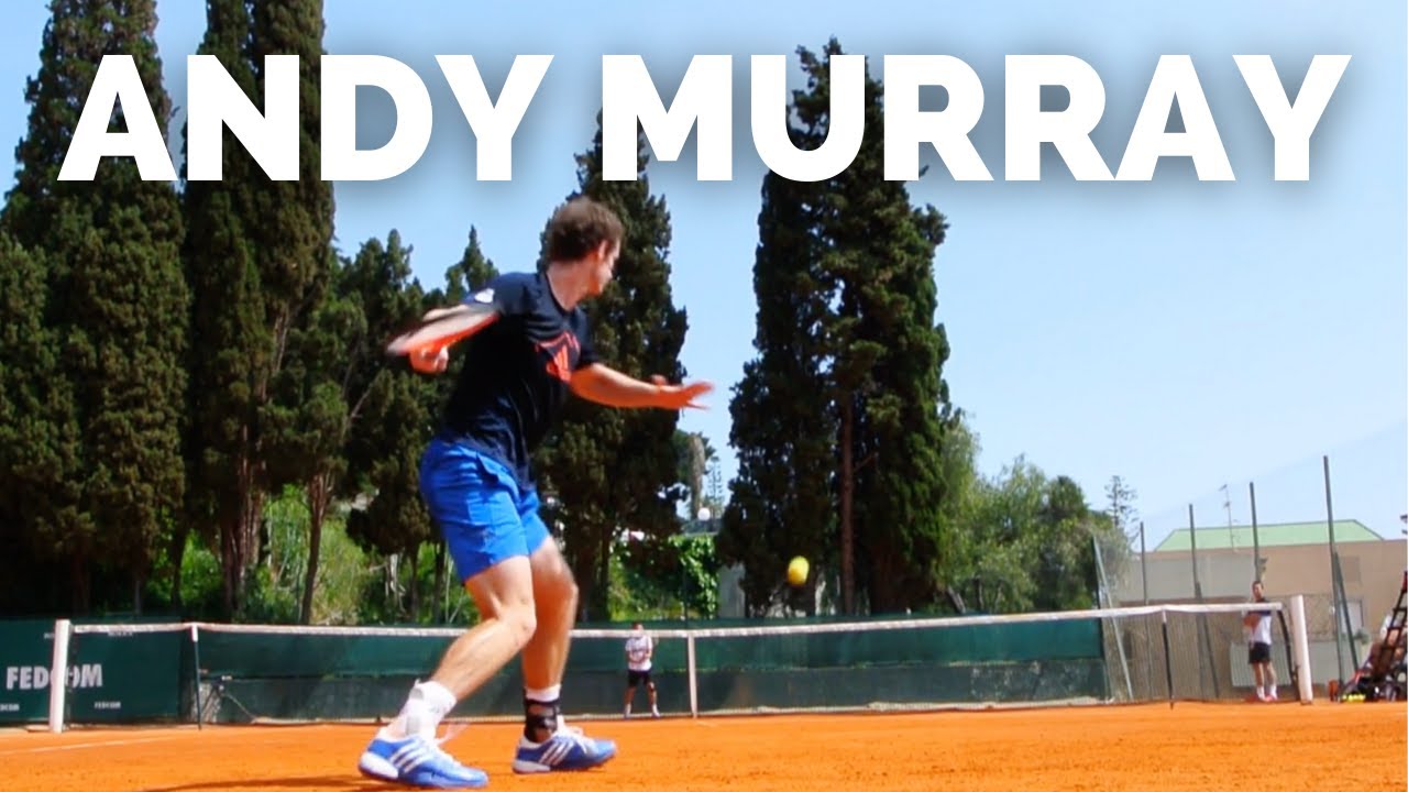 Andy Murray Training on Clay Court Level View - ATP Tennis Practice