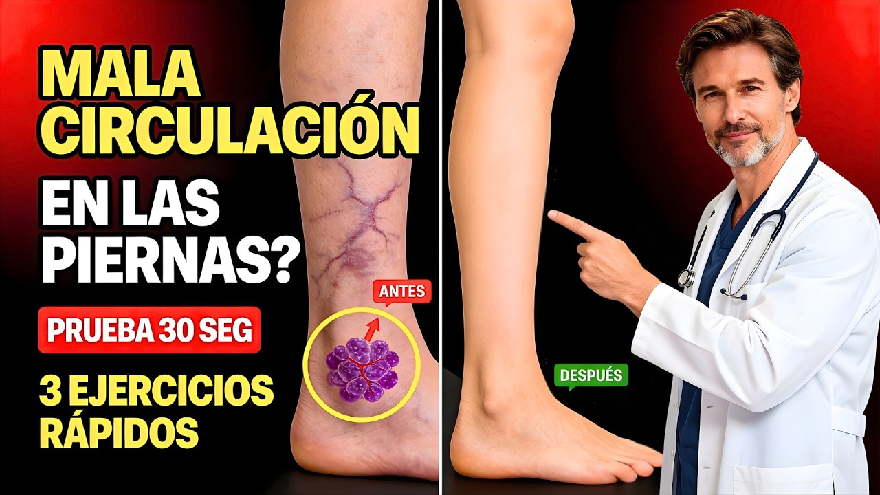 ¿Mala circulación en las PIERNAS? Prueba de 30 segundos + 3 ejercicios RÁPIDOS para mejorar