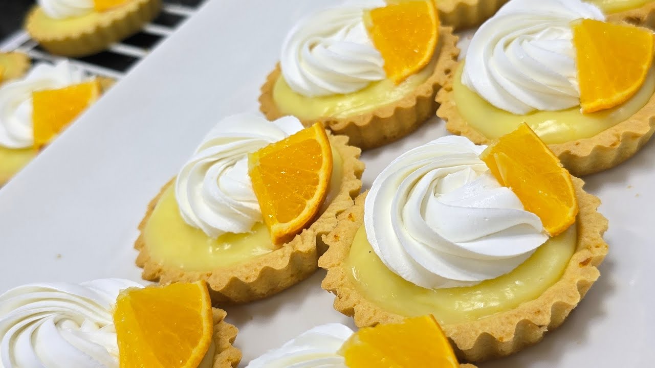تارتولات البرتقال بعجينة هشة و كريمة رائعة و صفة ساهلة و النتيجة تهبل tartelettes aux oranges 🍊 💯💯🍊🍊
