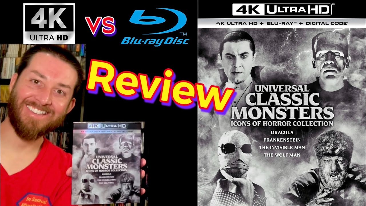 Universal Classic Monsters Icons of Horror 4K UltraHD Blu Ray Review, Dracula Frankenstein Wolf Man