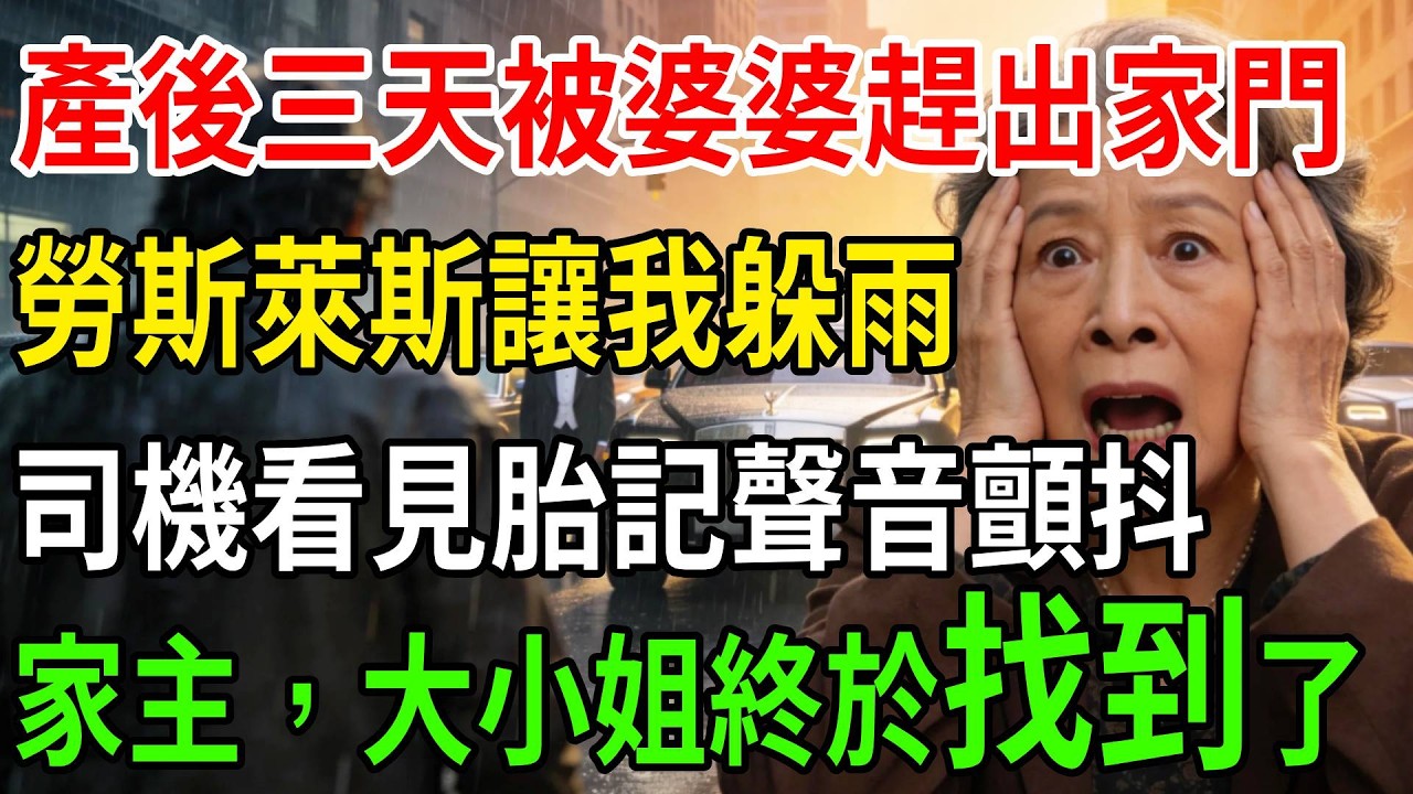 產後三天被婆婆趕出家門，我抱著女兒在雨中發抖，一輛勞斯萊斯好心讓我躲雨， 司機見我手背胎記顫抖撥通電話：家主，大小姐找到了！#一帆說故事#為人處世#生活經驗#情感#故事#彩礼#深夜淺讀