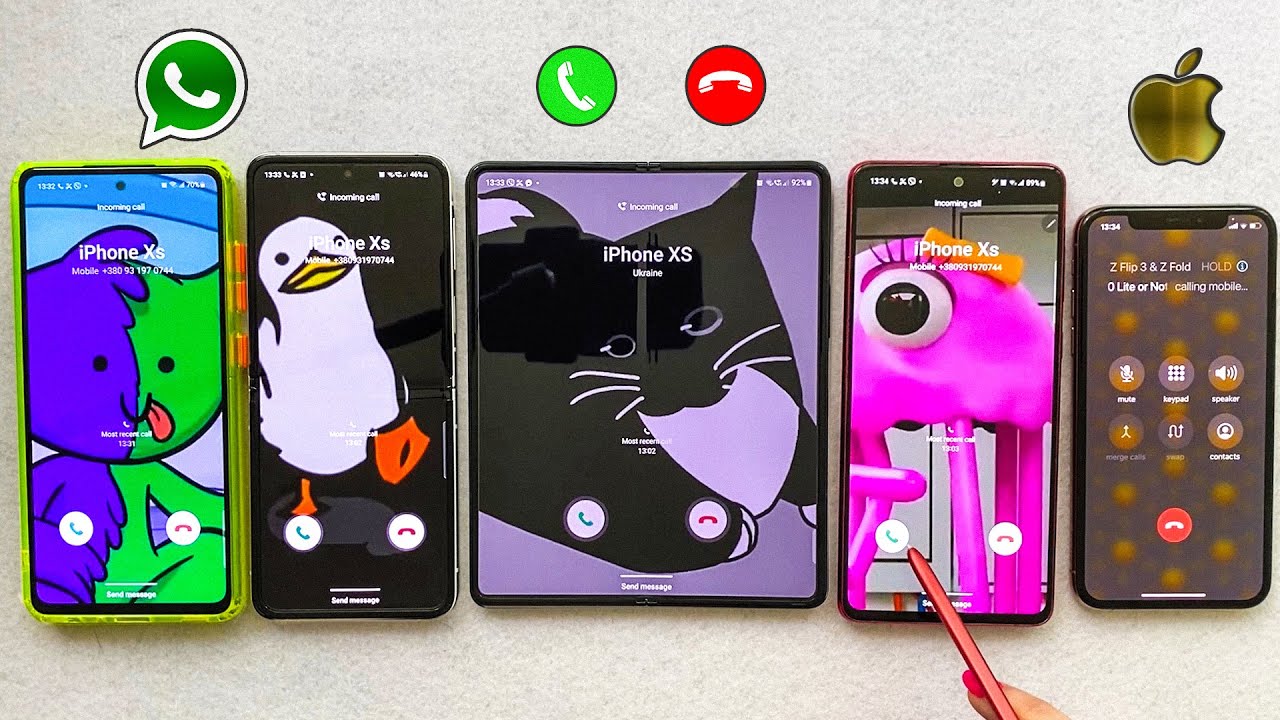 iPhone Vs Social Media WhatsApp Vs Samsung A52s + Z Fold + Z Flip + Note 10 lite Incoming Calls