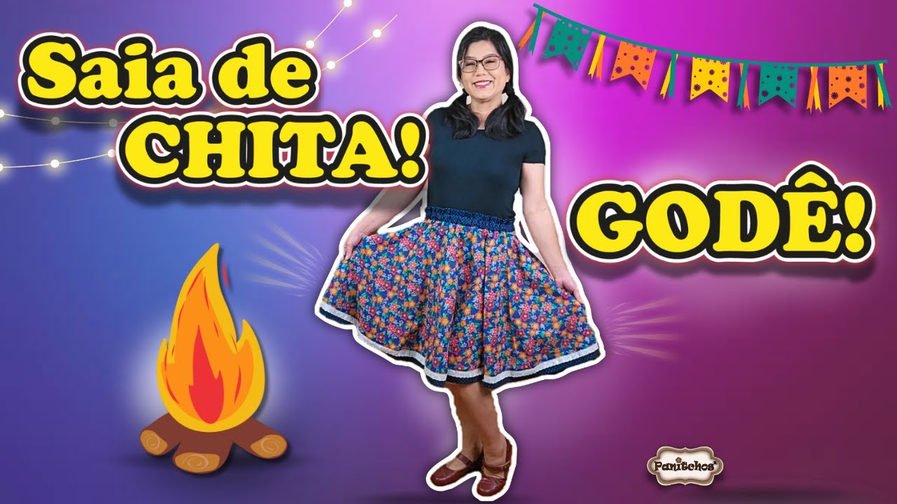 Saia de chita para festa junina | saia godê com elástico 💙