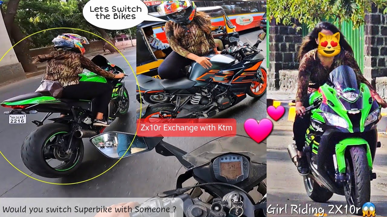Ktm Girl Switched her ktm With My Zx10r|first Time Girl Riding Zx10r|Z900 Rider