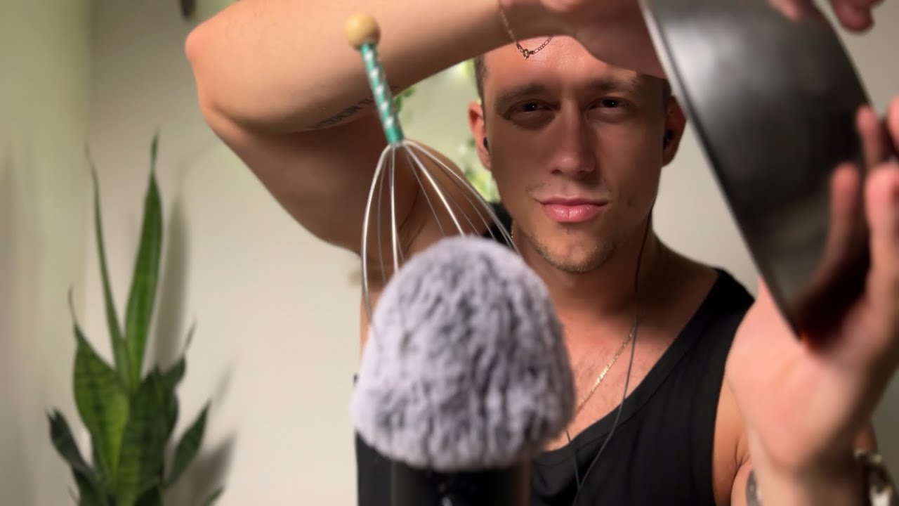 ASMR Brain Massage for anxiety relief (male whispers)