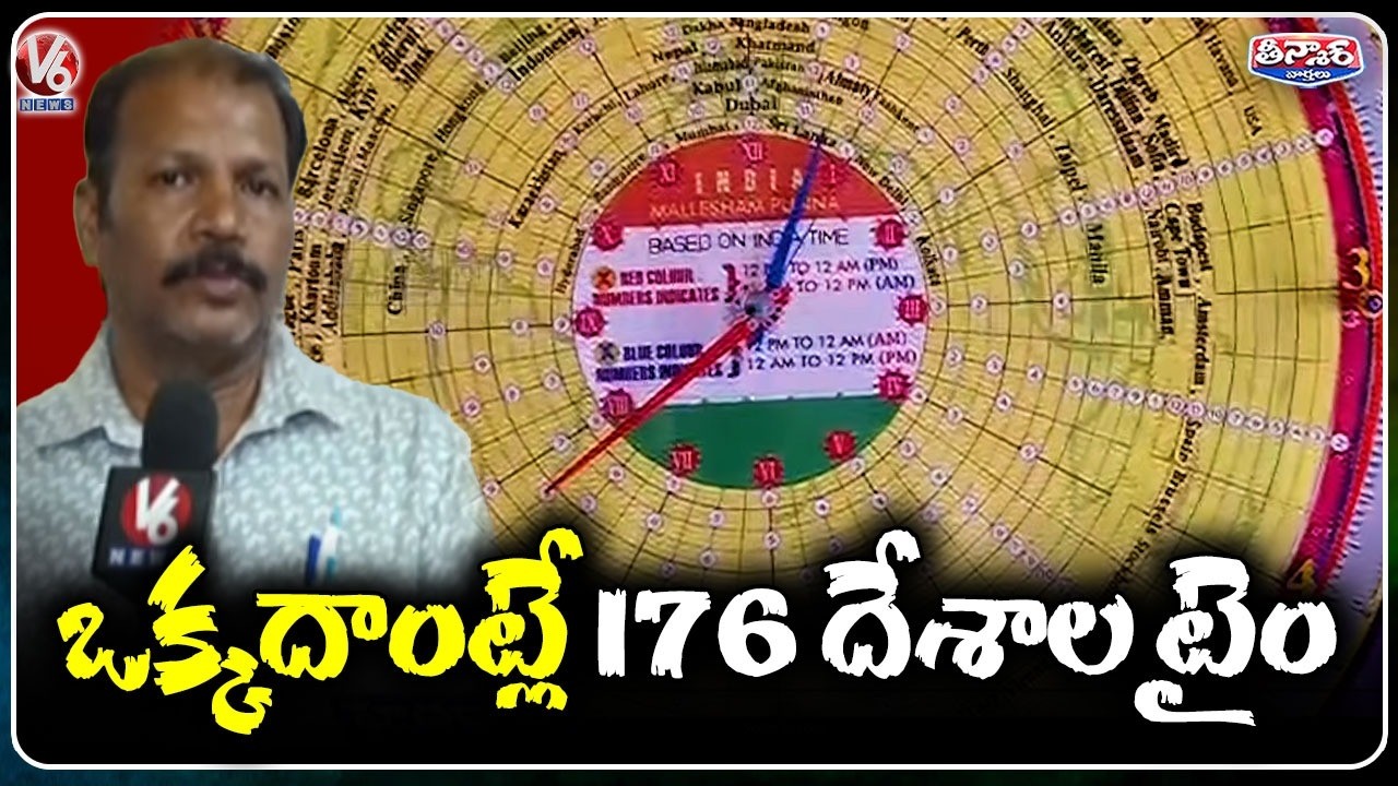 World Clock Invention by Telangana Innovator Punna Mallesham | 176 Time Zones in One Clock | V6