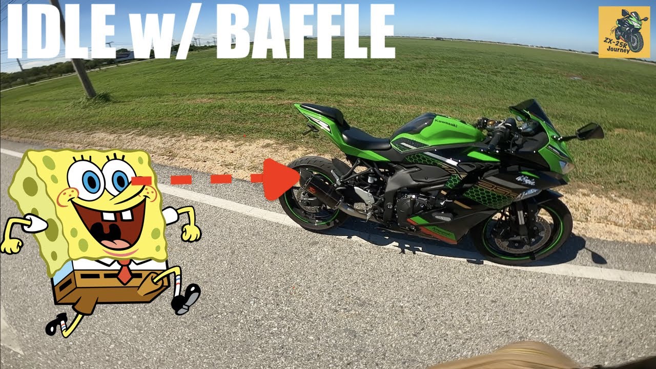 Kawasaki ZX-25R idle sound Akrapovic with baffle