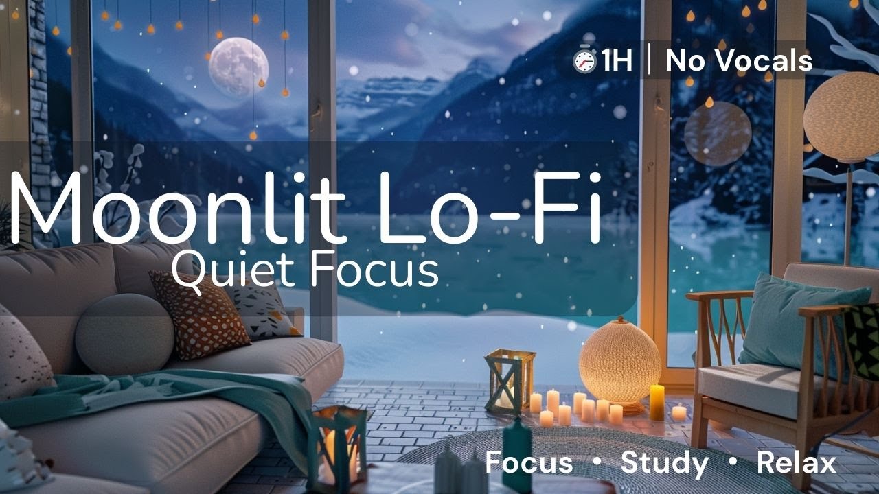 Moonlit Lo-Fi Jazzhop — Quiet Focus (1H No Vocals) | Piano • Brush Kick • Upright Bass
