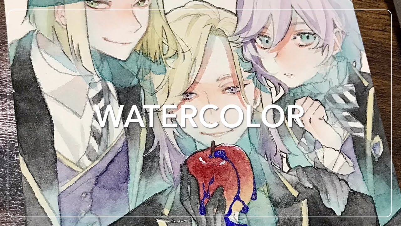 【水彩イラスト】■ ツイステ ポムフィオーレ寮描いてみた/透明水彩イラストメイキング/ Watercolor Painting