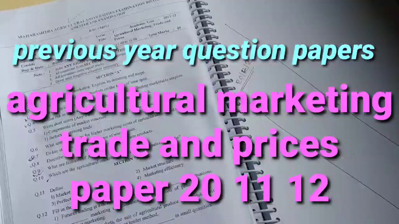 ECON 353 previous year question paper of Agricultural marketing trade and prices course Bsc agri