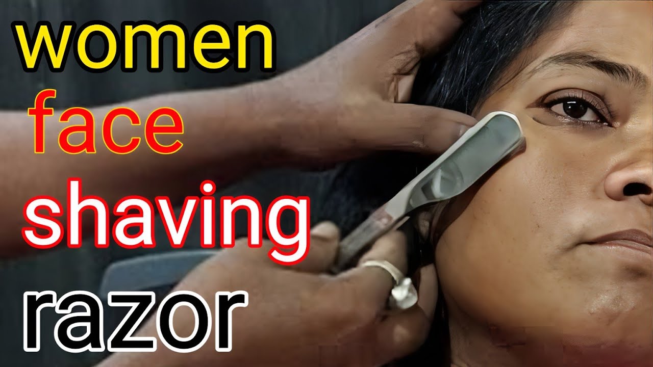 S.H Hair Cut is live women shaving face with razor
