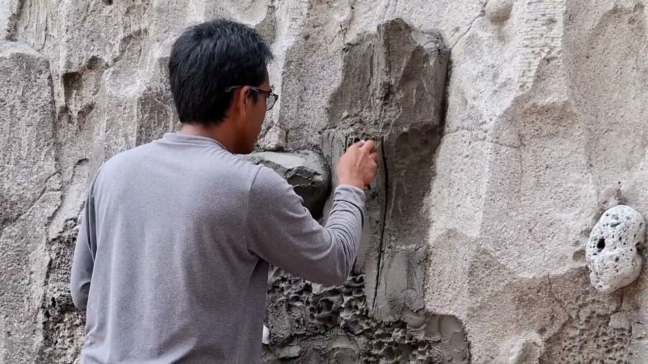 Cara membuat relief tebing air terjun 