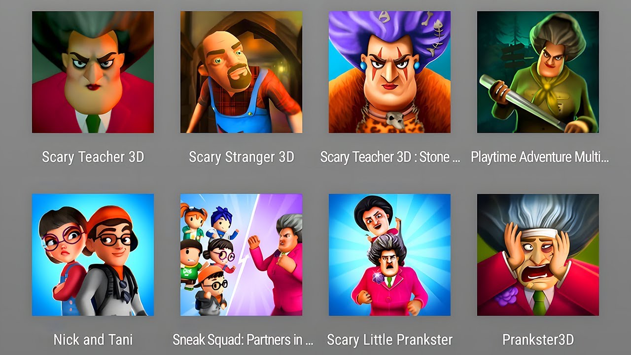 Scary Teacher 3D Chapter 1, Scary Stranger Chapter 1, Scary Teacher Stone Age, Playtime Adventure