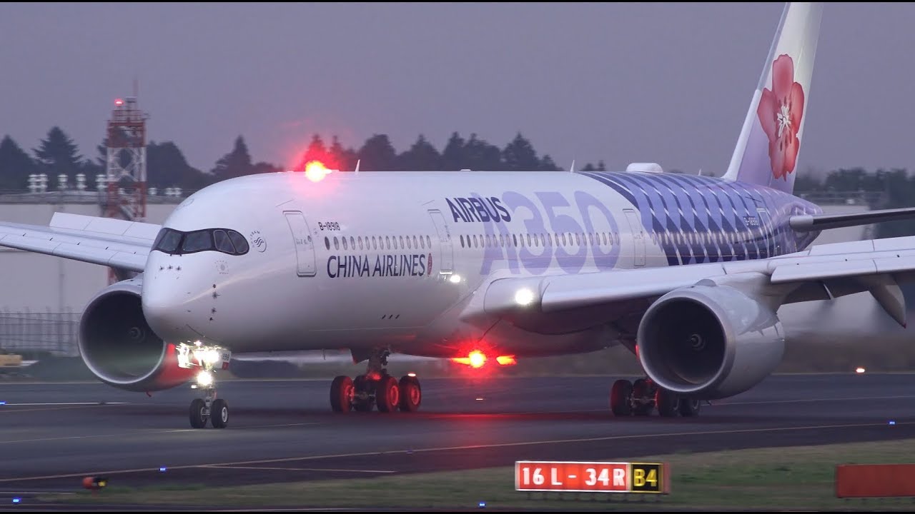 China Airlines Airbus Carbon Fibre Livery A350-900 B-18918 Landing at NRT 34R