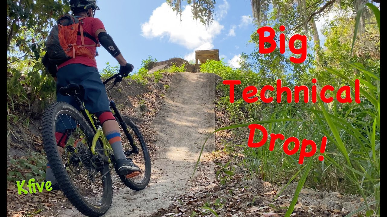 BIGGEST Technical Mountain Bike drop I've ever done!   grapefruit trails florida