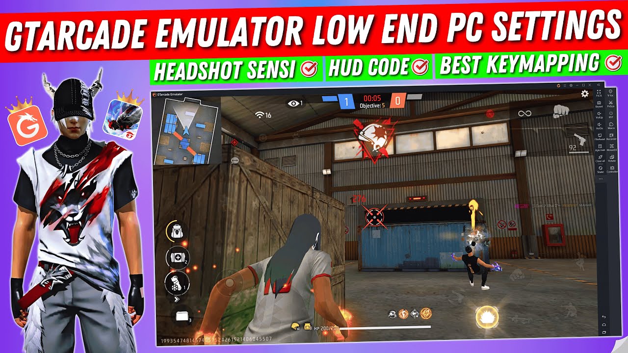 GTarcade Emulator Best Settings For Low End PC | GTarcade FreeFire Keymapping & Headshot Sensitivity