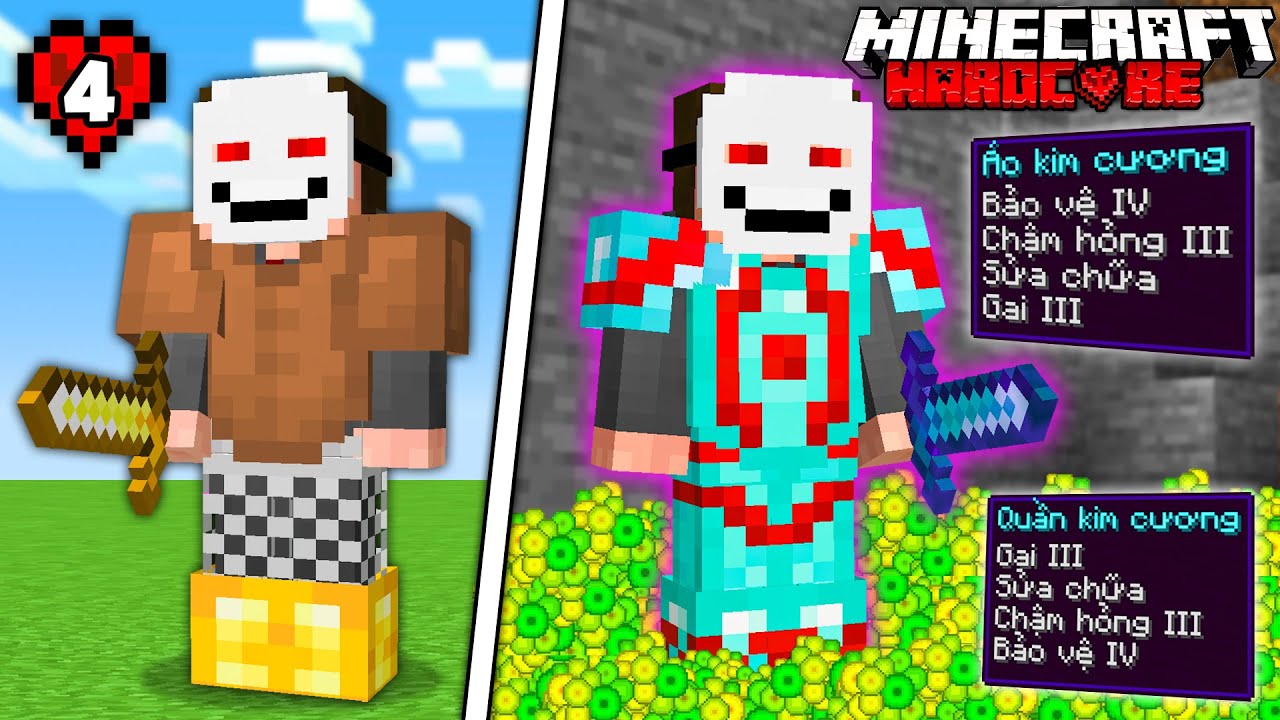 Tôi sở hữu GIÁP BẢO VỆ SIÊU MẠNH trong Minecraft Hardcore
