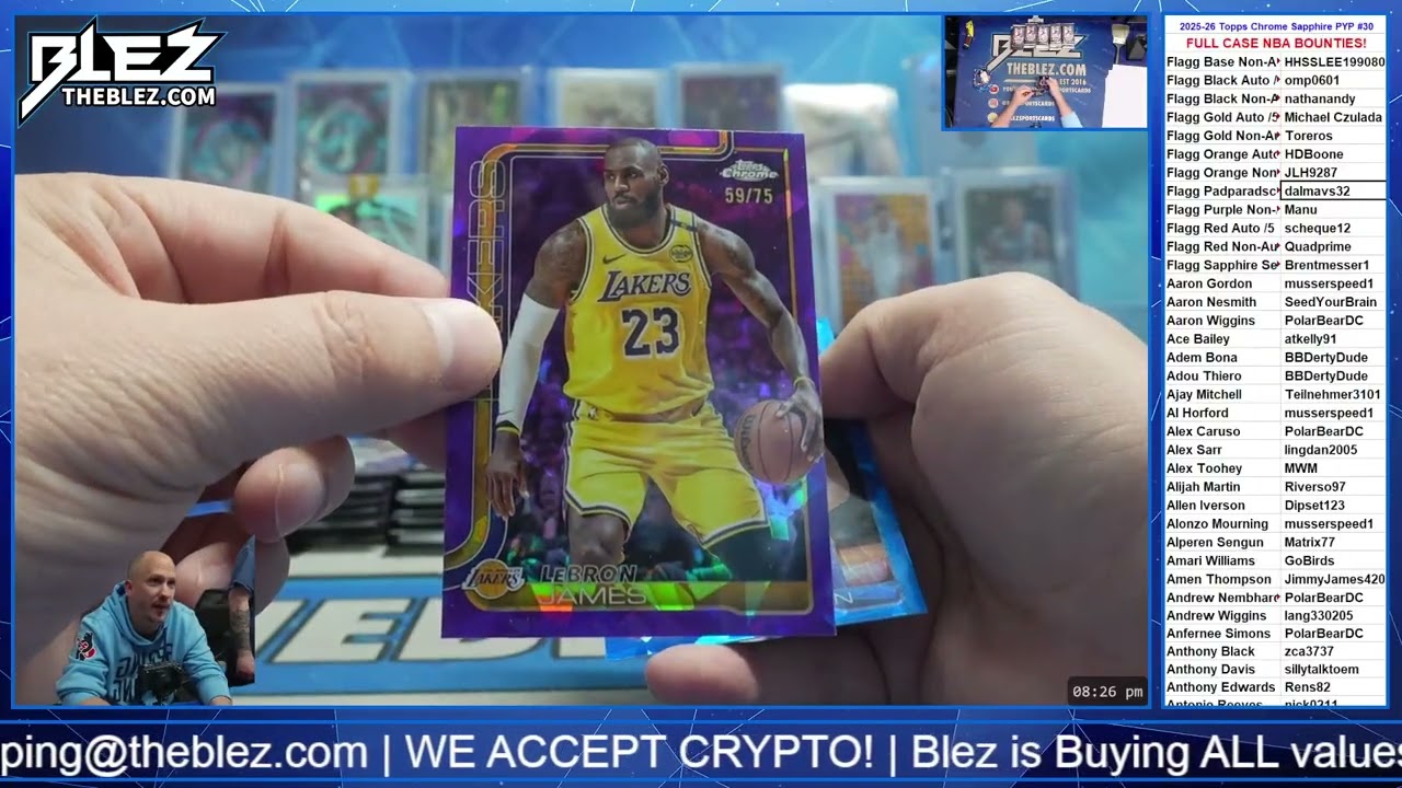 Полная распаковка коллекционной карточки Topps Chrome Sapphire 2025-2026 № 30. Выберите своего иг...