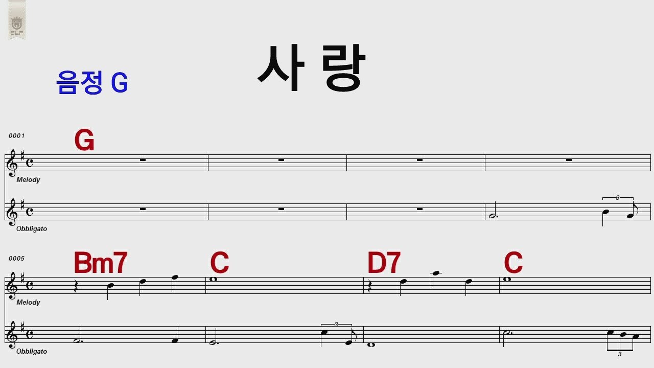 사랑 나훈아 G   / 기타카포.오카리나 악보영상