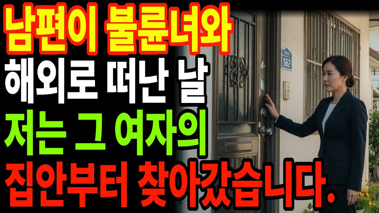 남편이 불륜녀와 여행을 떠난 바로 그날 저는 모든 걸 알고 그 여자의 집에 찾아갔습니다