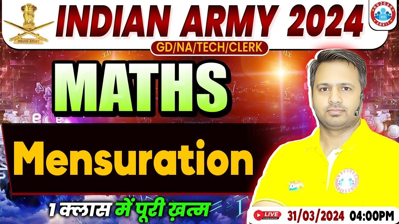 Indian Army 2024, Army GD/NA/Tech/Clerk Maths, Mensuration PYQ's By Rakesh Sir